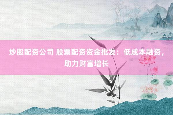 炒股配资公司 股票配资资金批发：低成本融资，助力财富增长