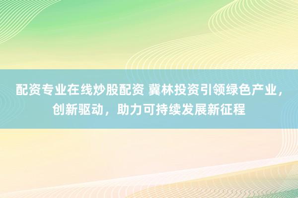 配资专业在线炒股配资 冀林投资引领绿色产业，创新驱动，助力可持续发展新征程