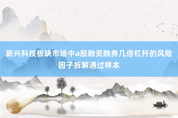 新兴科技板块市场中a股融资融券几倍杠杆的风险因子拆解通过样本