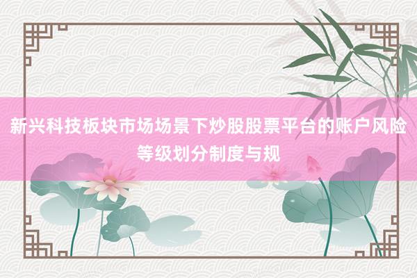 新兴科技板块市场场景下炒股股票平台的账户风险等级划分制度与规