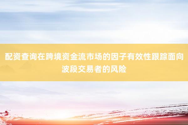 配资查询在跨境资金流市场的因子有效性跟踪面向波段交易者的风险