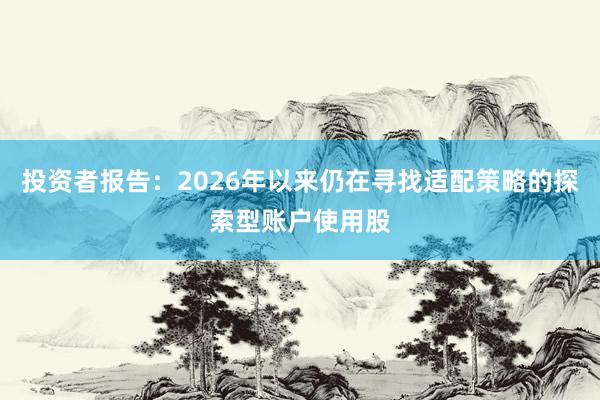 投资者报告：2026年以来仍在寻找适配策略的探索型账户使用股