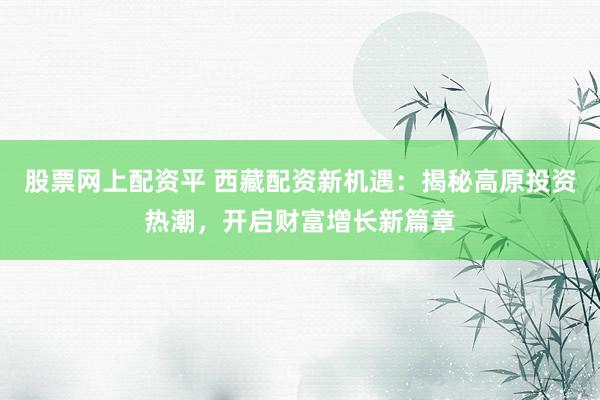 股票网上配资平 西藏配资新机遇：揭秘高原投资热潮，开启财富增长新篇章