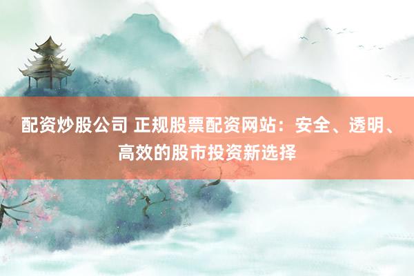 配资炒股公司 正规股票配资网站：安全、透明、高效的股市投资新选择