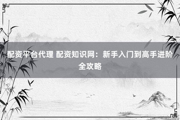 配资平台代理 配资知识网：新手入门到高手进阶全攻略