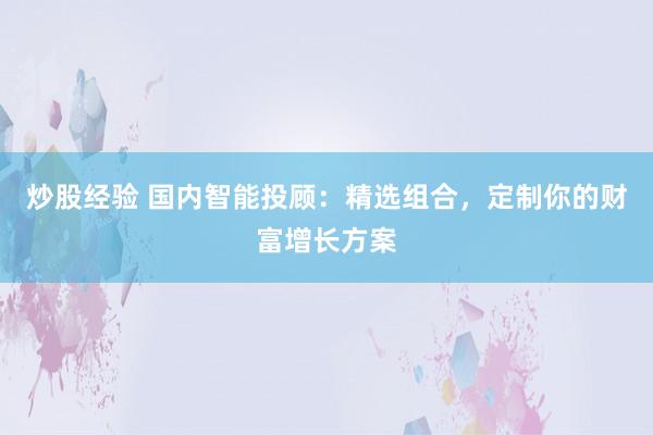 炒股经验 国内智能投顾：精选组合，定制你的财富增长方案