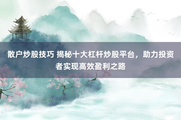散户炒股技巧 揭秘十大杠杆炒股平台，助力投资者实现高效盈利之路